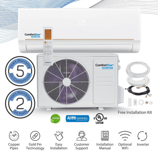 12.000 BTU 21 SEER2 Ductless Mini-Split Inverter+ Air Conditioner Only Cold System Full Set 110V.