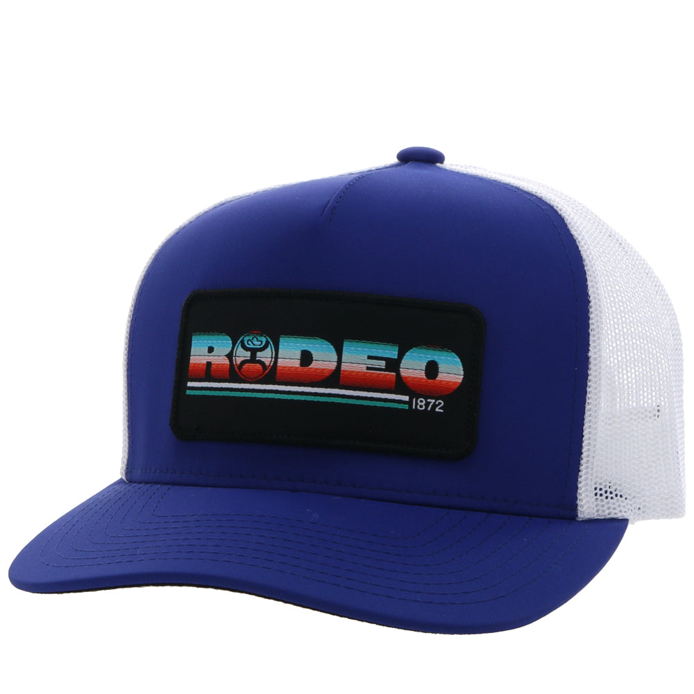 Youth "Rodeo" Blue/White Hat w/Serape & Black Patch
