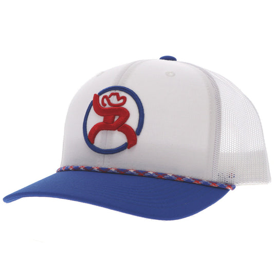 "Strap" Roughy Hat White w/Red & Blue Patch