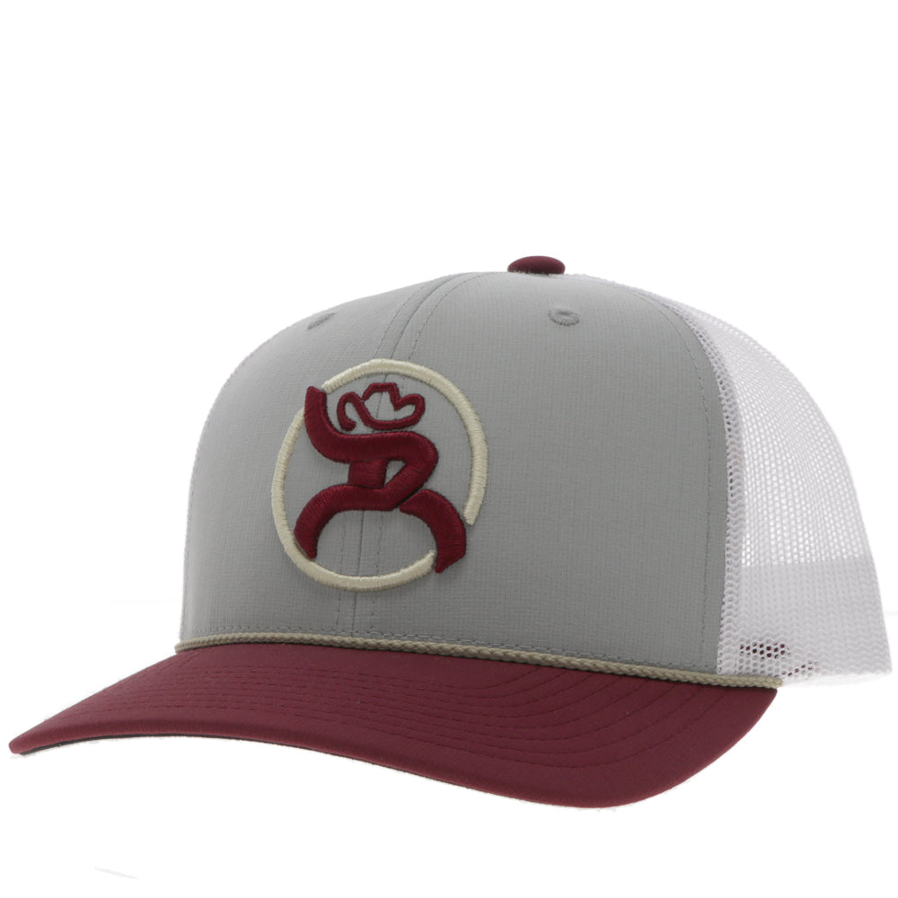 "Strap" Roughy Hat Grey/White w/Red Patch