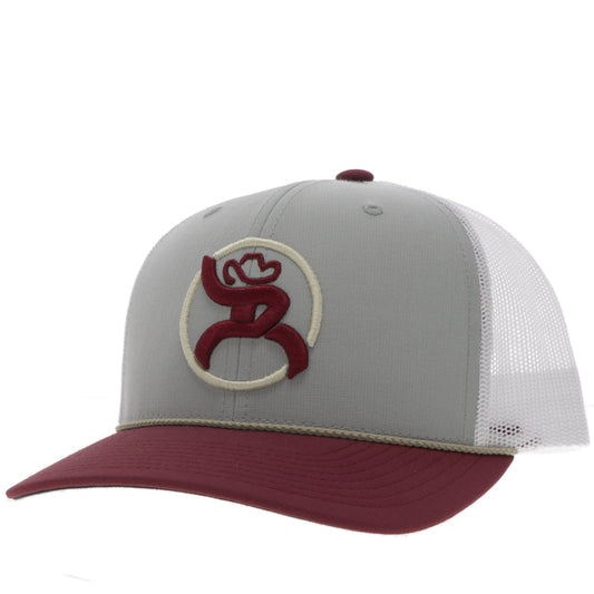 "Strap" Roughy Hat Grey/White w/Red Patch