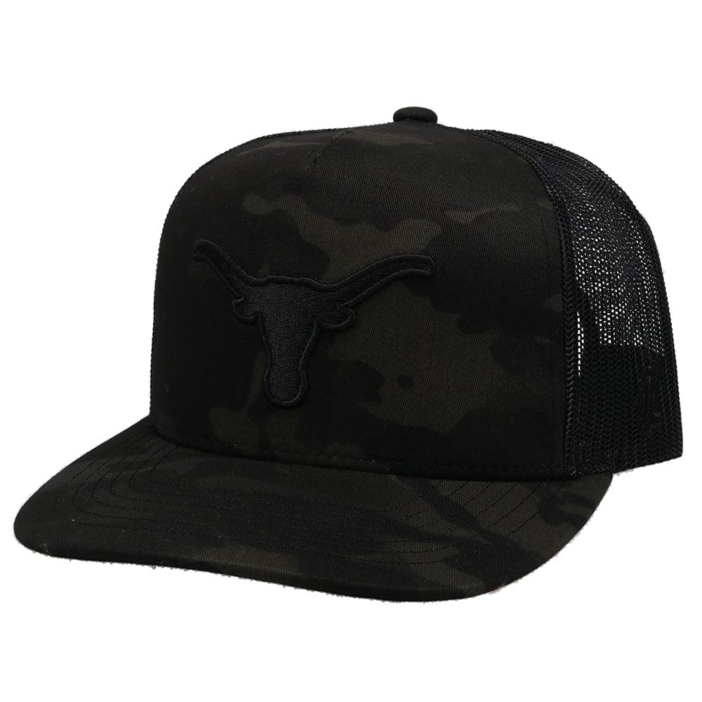 University Of Texas Trucker Hat Camo w/Longhorn Logo (Black)