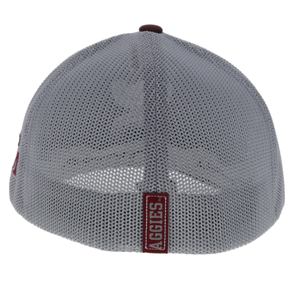 Texas A&M Flexfit Hat Maroon/Grey w/Grey/White Hooey Logo