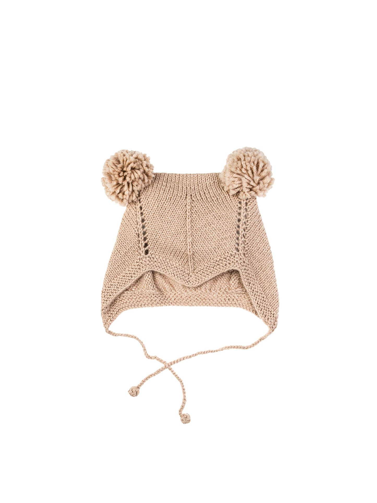 Baby Alpaca Beige Bonnet with Pompoms Weston Table
