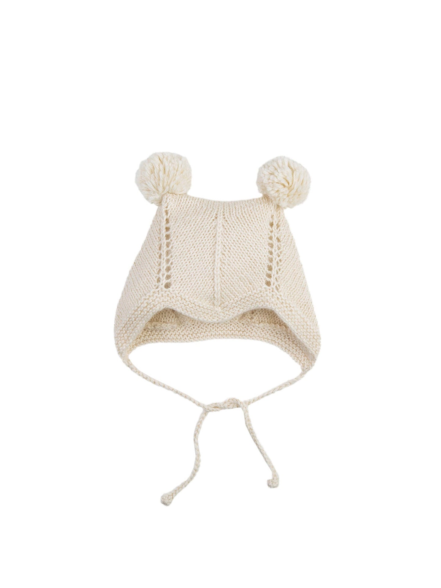 Baby Alpaca Cream Bonnet with Pompoms Weston Table