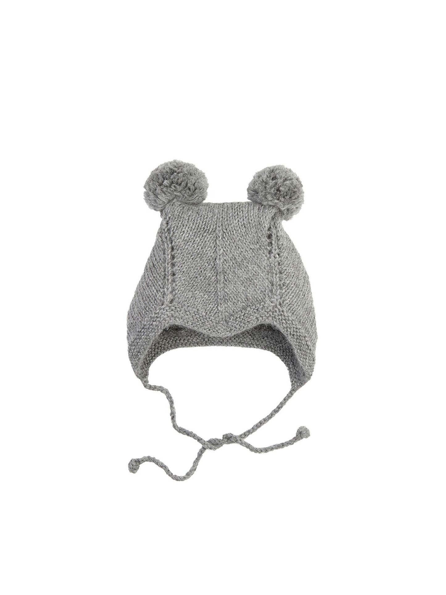 Baby Alpaca Grey Bonnet with Pompoms Weston Table