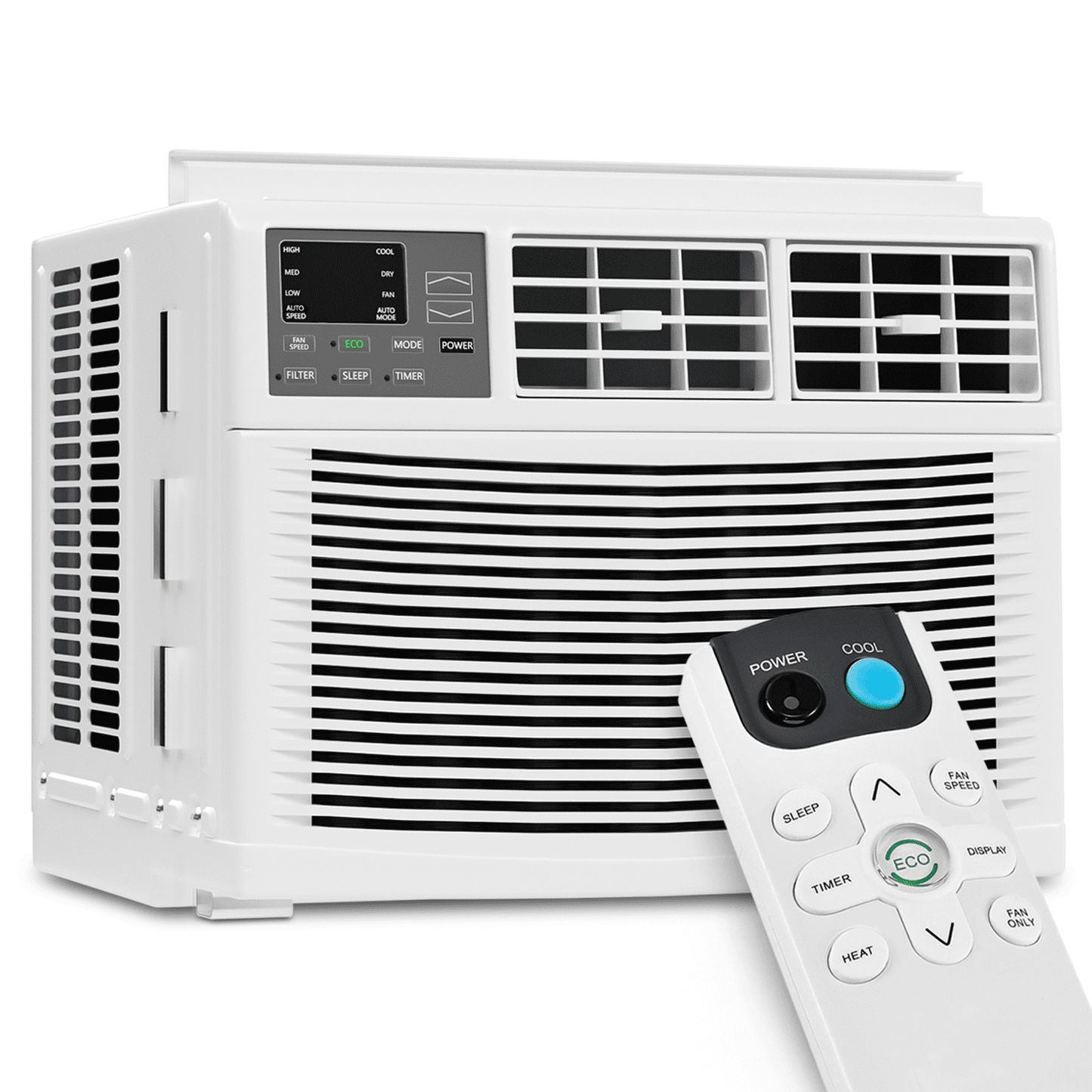 Magshion 8.000 BTU Window Mounted Air Conditioner. Cools Up to 350 Sq.Ft.. Quiet Operation. Electronic Control with Remote. 4 Mode Fan Speeds. Auto Restart. 115V. White