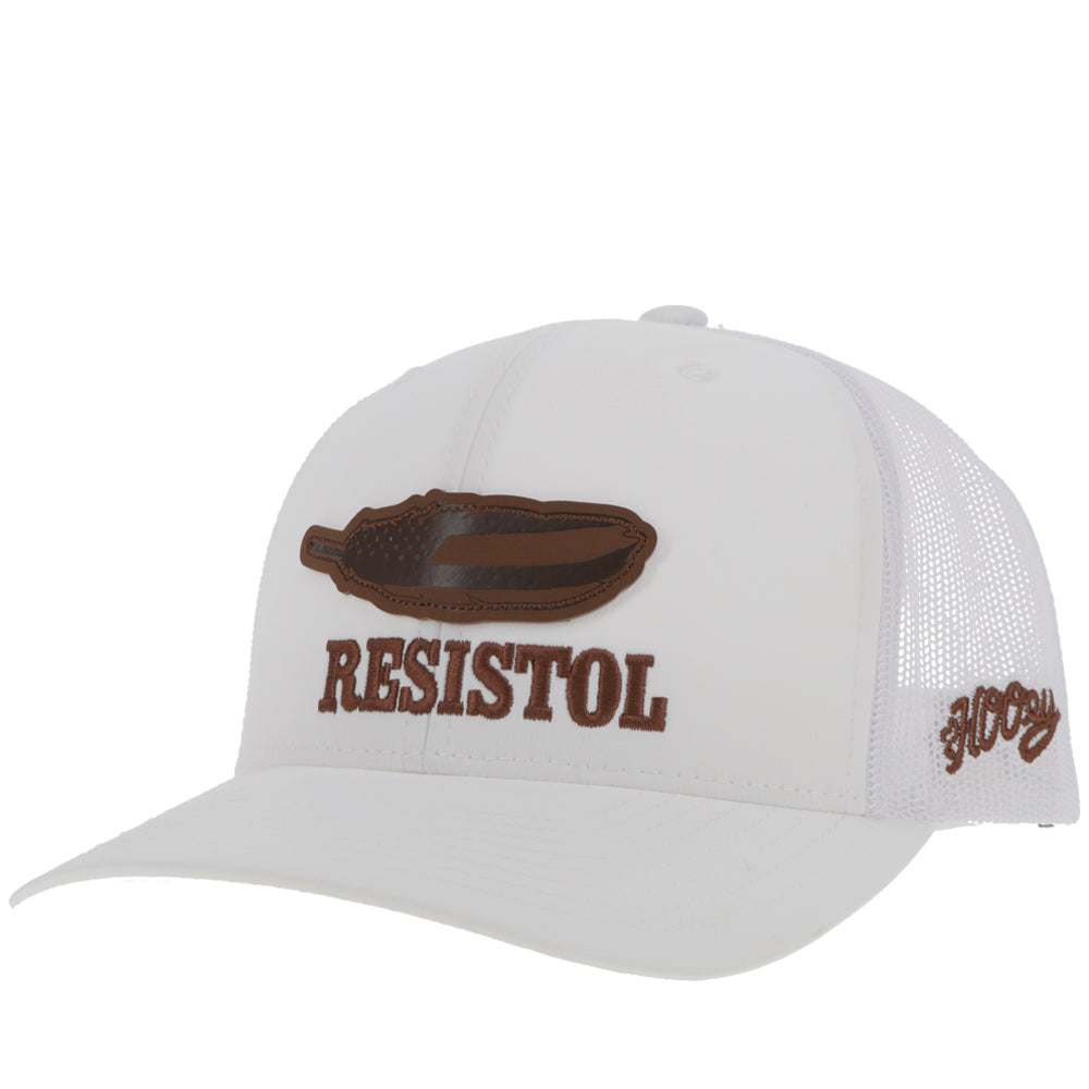 "Resistol" Hat White w/Leather Feather Logo