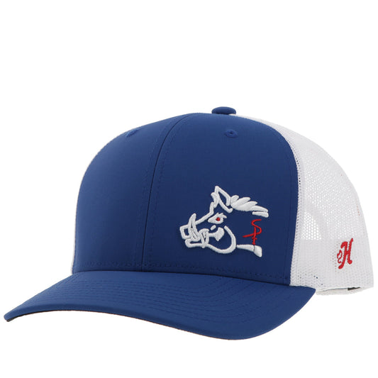 "Sniper Pig" Hat Blue/White w/White & Red Logo