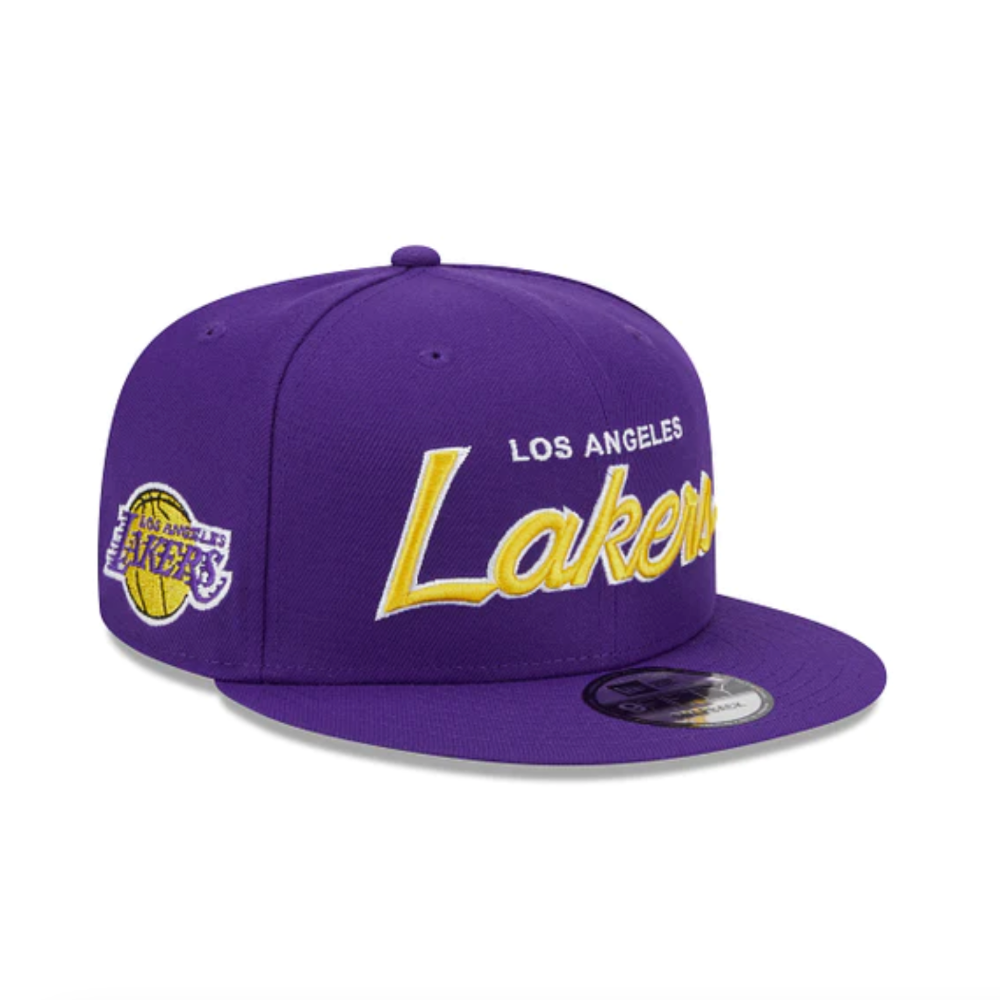 New Era Men's Script 9FIFTY Snapback Hat | Los Angeles Lakers