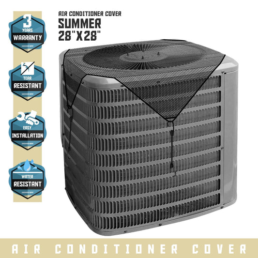 Sunshades Depot Outdoor Air Conditioner Mesh Cover for Outside AC Units 28''x28'' Air Conditioning A/C Top Cover Keep Leaves Debris Out with Bungee Cords All Seasons