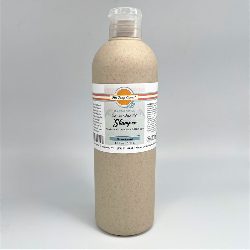 the soap opera spa collection line salon quality shampoo cleansing moisturizing hydrating custom scentable unscented 16.9oz in biodegradable bottle