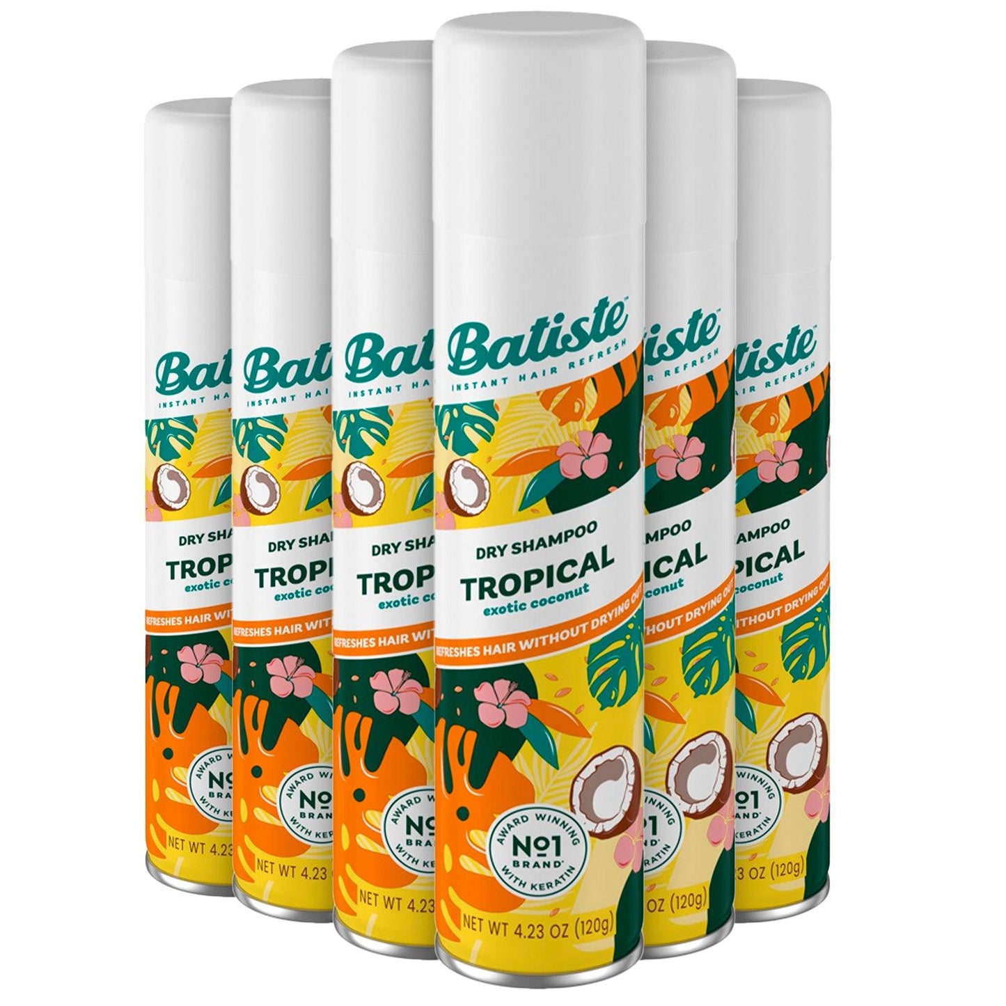 Batiste Dry Shampoo Tropical, 4.23 Oz (120g) - 6 Pack