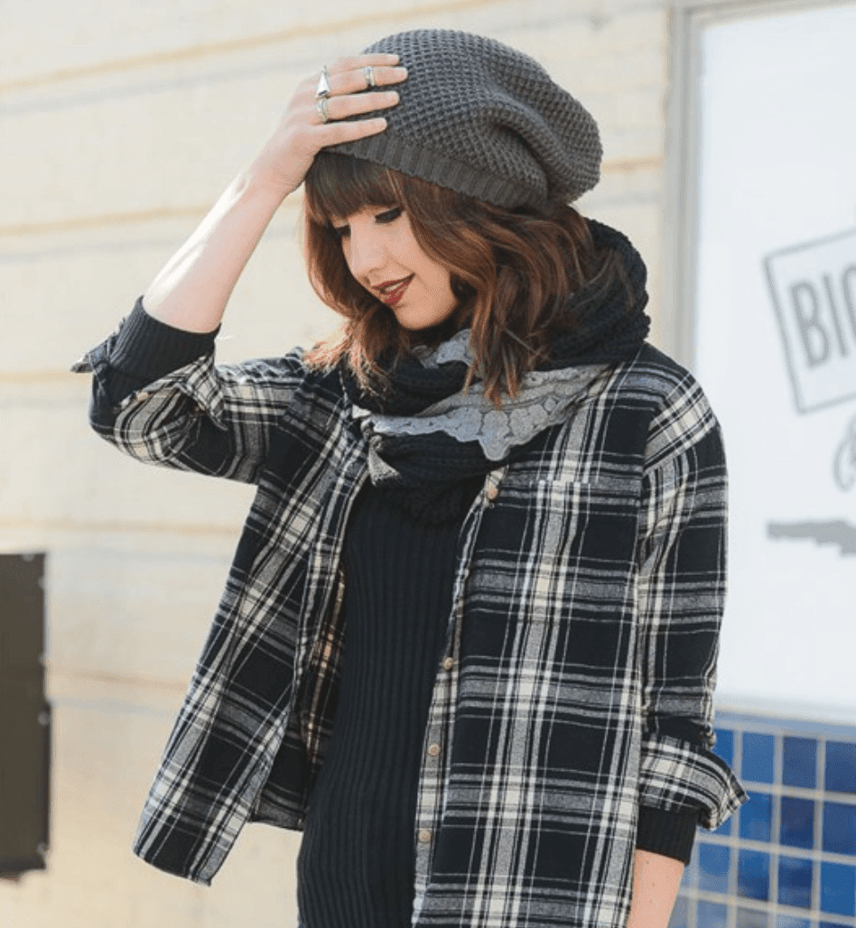 Stylish Gray Waffle Knit Slouch Beanie