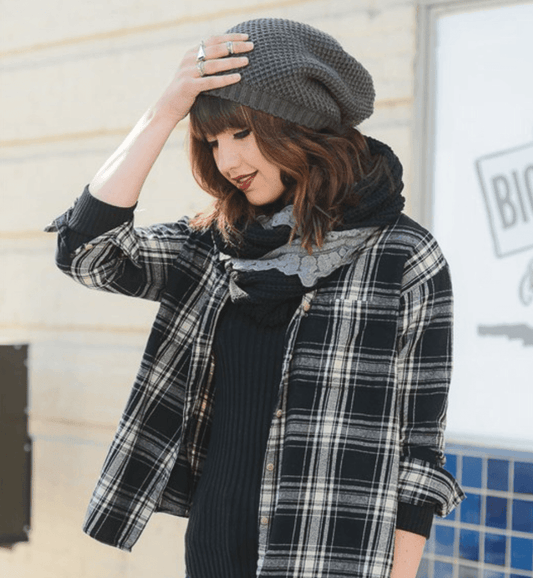 Stylish Gray Waffle Knit Slouch Beanie