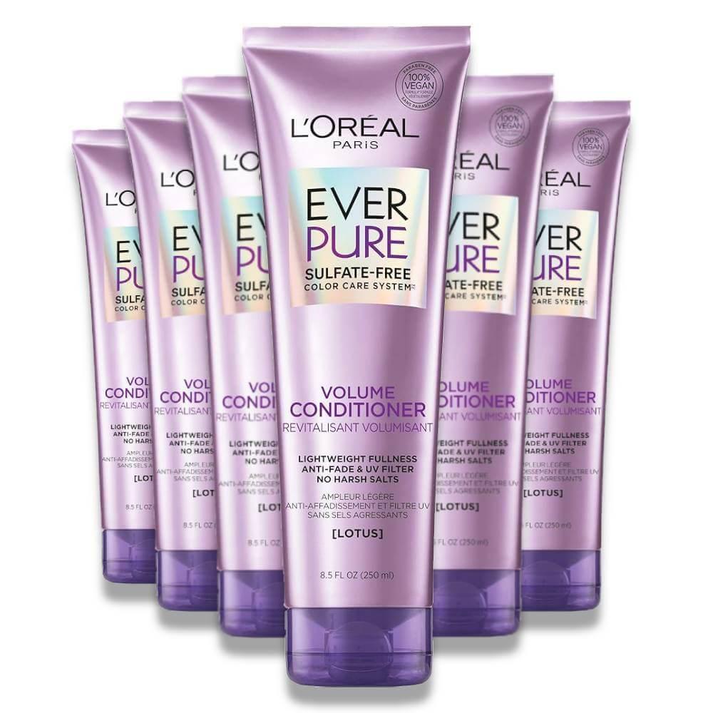 L'Oreal - Paris EverPure Volume Sulfate Free Conditioner, Lotus Flower 8.5 oz - 6 Pack