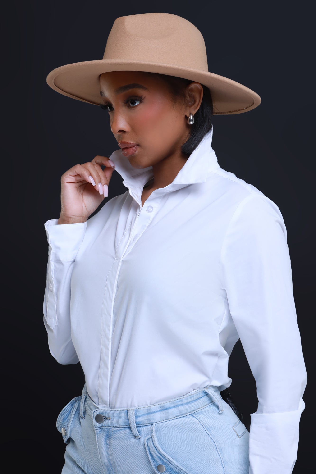 Looking Up Faux Wool Fedora - Beige