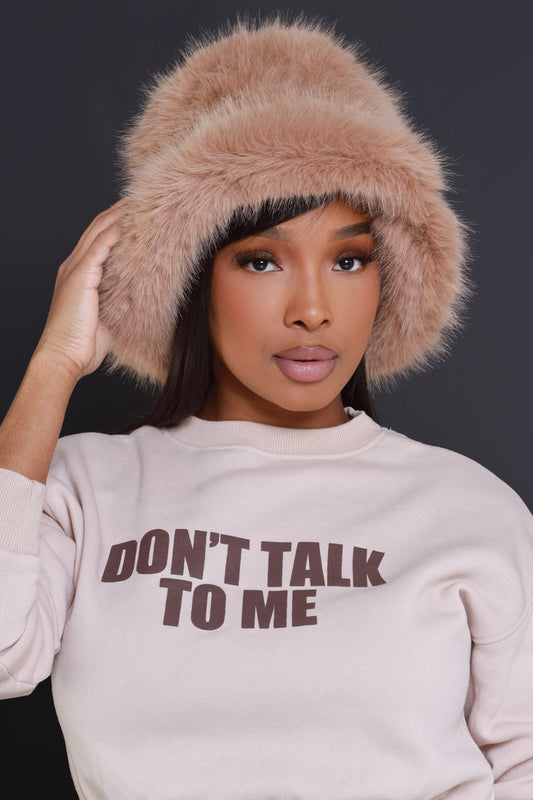 Pillow Talk Faux Fur Bucket Hat - Beige