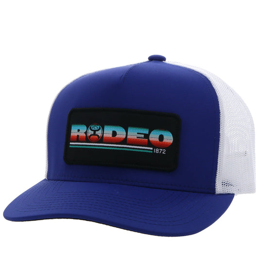 Youth "Rodeo" Blue/White Hat w/Serape & Black Patch