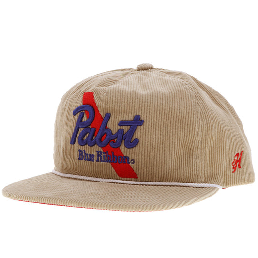"Pabst Blue Ribbon" Hat Tan w/ Red & White Logo