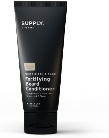 SUPPLY Fortifying Beard Conditioner - Softens and Strengthens Beard - Prevents Dry Itchy Beard and Split Ends - Natural Nourishing Beard Conditioner for Softer, Healthier Beard and Skin - 3.4oz