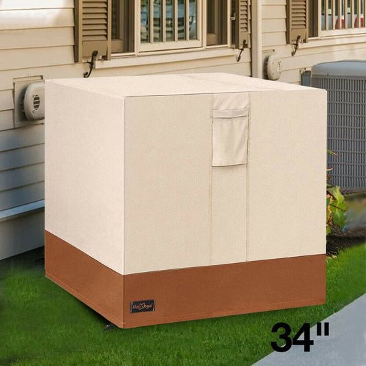 34 AC Defender - Winter Full Air Conditioner Cover. IC ICLOVER Squire Central Air Conditioner AC Cover for Outdoor Unit Waterproof Protect - Beige