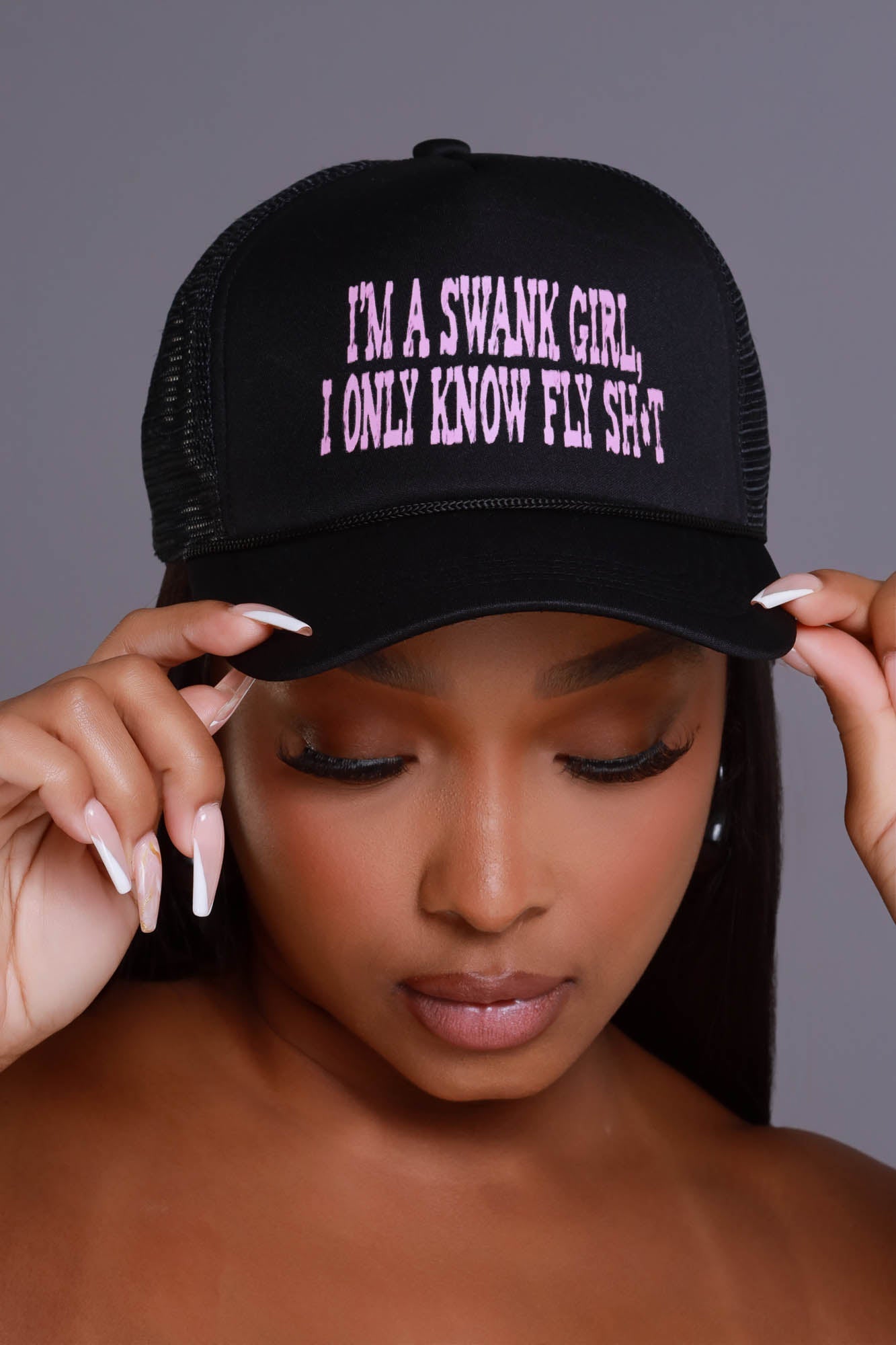 Fly Girl Graphic Trucker Hat - Black/Pink