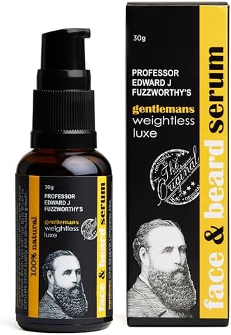 Professor Fuzzworthy's Gentlemans Face & Beard Oil Serum | Best for Normal - Curly - Dry Hair & Sensitive Skin | Natural Organic Men's Grooming - Fragrance Sulfate Paraben Free