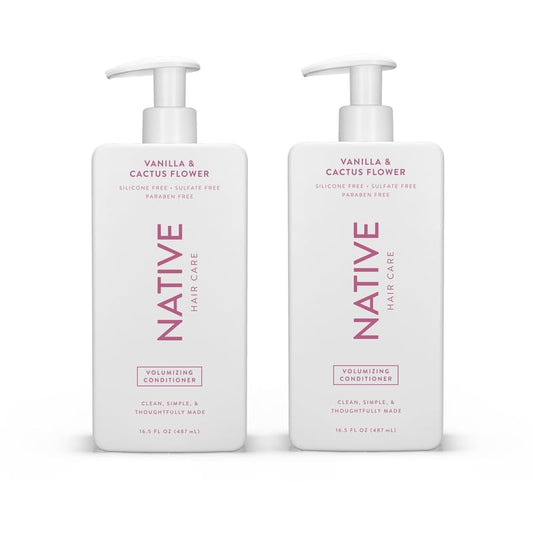 Native Vanilla & Cactus Flower Conditioner Set Contains Naturally Derived Ingredients |All Hair Type Color & Treated, Fine to Dry Damaged, Sulfate & Dye Free, 2-Pack