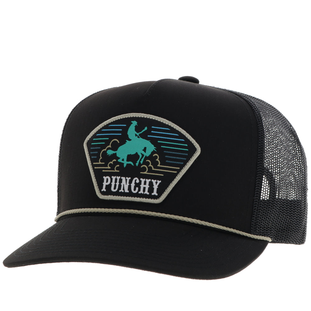 Youth "Punchy" Hat Black w/Turquoise & Yellow Patch