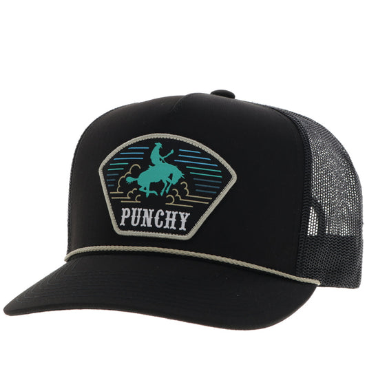Youth "Punchy" Hat Black w/Turquoise & Yellow Patch
