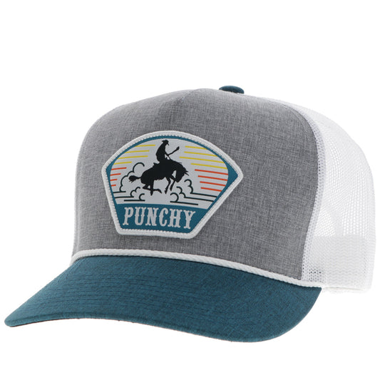 "Punchy" Hat Grey/White w/Orange/Teal & White Patch