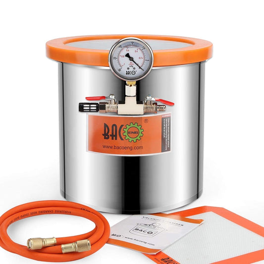 BACOENG 3 Gallon Vacuum Chamber Kit with Tempered Glass Lid for Stabilizing Wood. Degassing Silicones and Epoxies