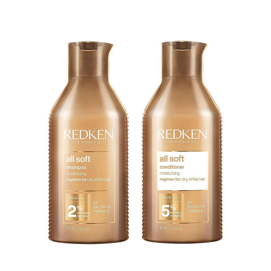 REDKEN All Soft Shampoo & Conditioner Set | For Dry/Brittle Hair | Provides Intense Softness and Shine | With Argan Oil