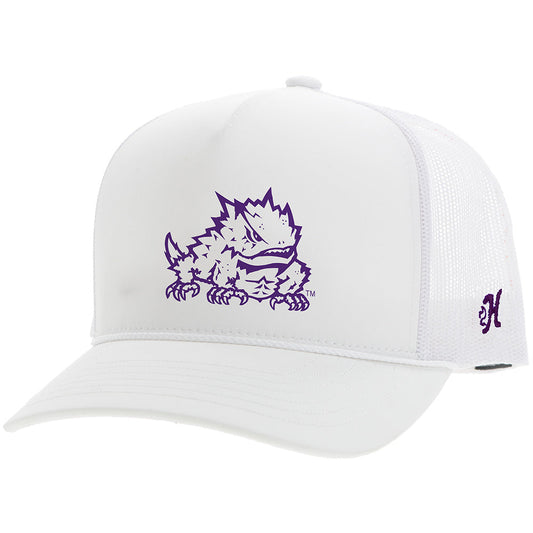 TCU Hat White/Purple Horn Frog Logo