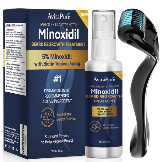 Minoxidil Beard Growth Oil, 5% Minoxidil for Men Beard Growth Spray Infused with Biotin, Extra Strength Beard Growth Serum to Increase Thickness and Volume Faster