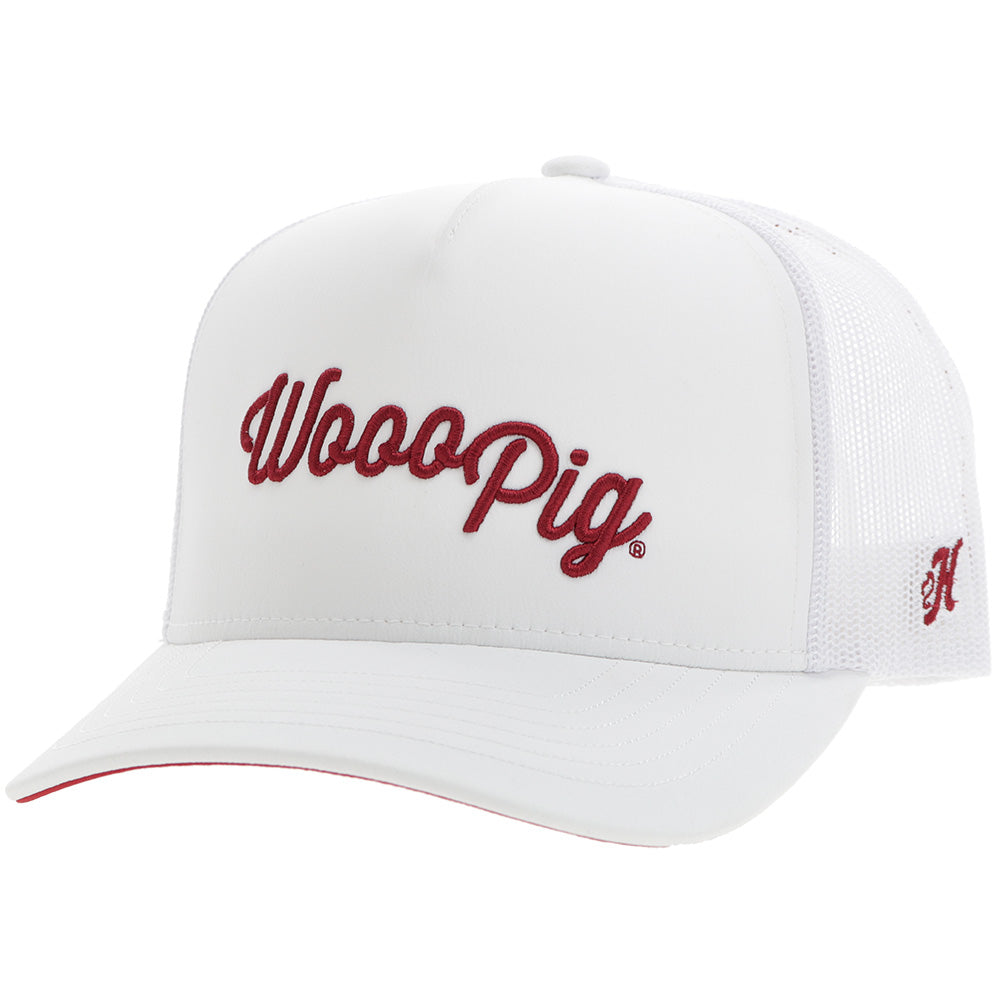 "University Of Arkansas" Hat White w/Red Woo Pig Logo