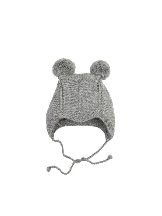 Baby Alpaca Grey Bonnet with Pompoms Weston Table