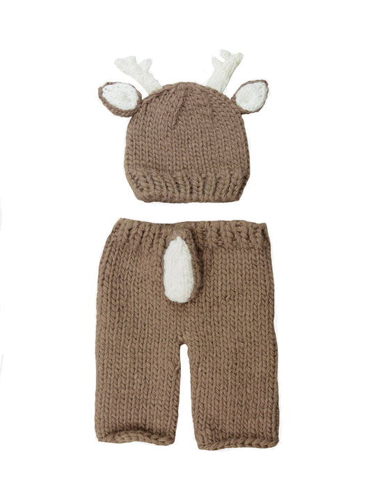 Deer Hand Knit Newborn Set