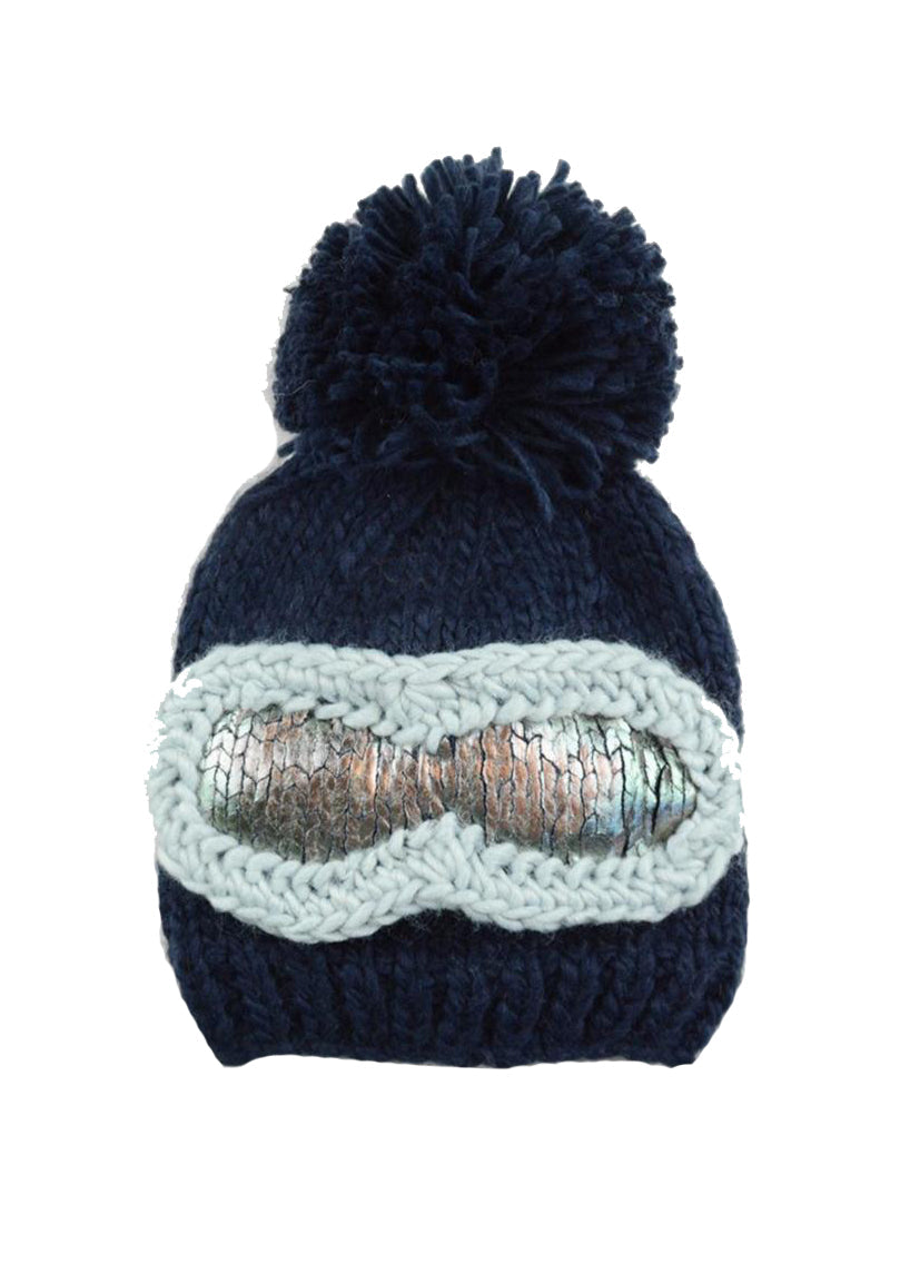 Ski Goggles Hand Knit Hat Navy Weston Table