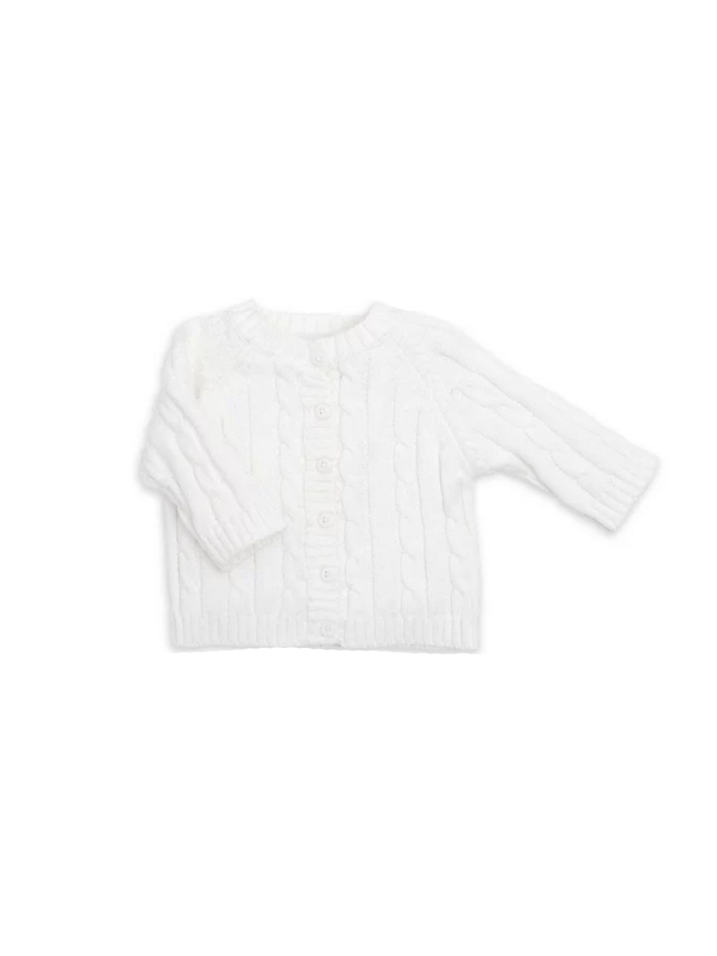 Classic White Cable Knit Cardigan Weston Table