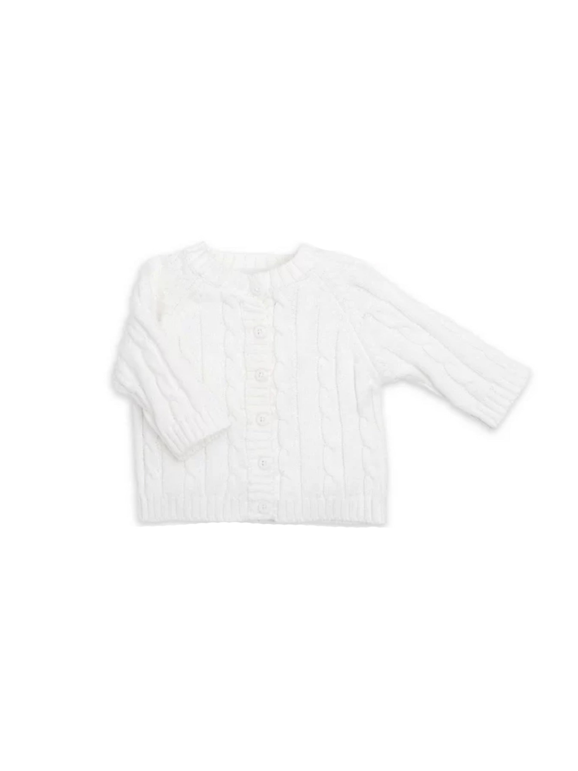 Classic White Cable Knit Cardigan Weston Table