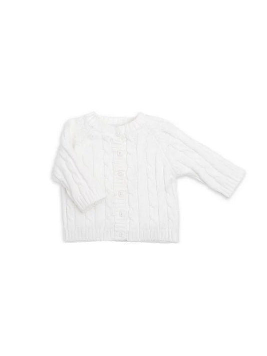 Classic White Cable Knit Cardigan Weston Table