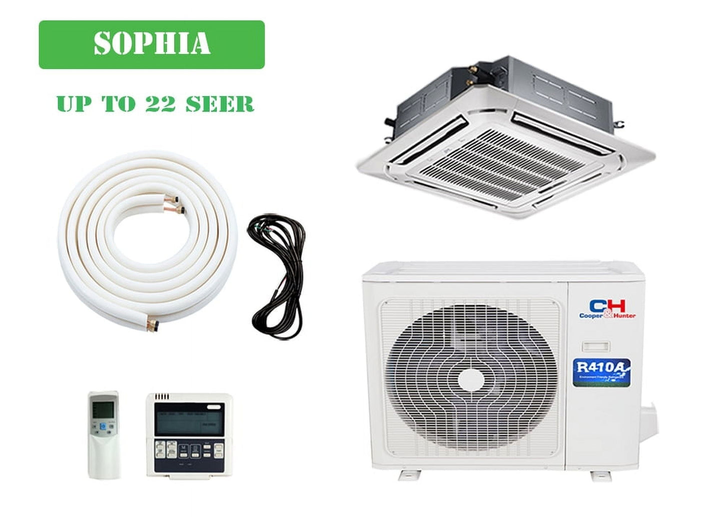 Cooper & Hunter Sophia  Series 12.000 BTU 230V Cassette Ductless Mini Split Air Conditioner Heat Pump 21.5 SEER
