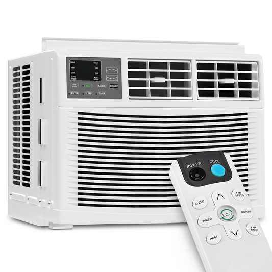Magshion 8.000 BTU Window Mounted Air Conditioner. Cools Up to 350 Sq.Ft.. Quiet Operation. Electronic Control with Remote. 4 Mode Fan Speeds. Auto Restart. 115V. White