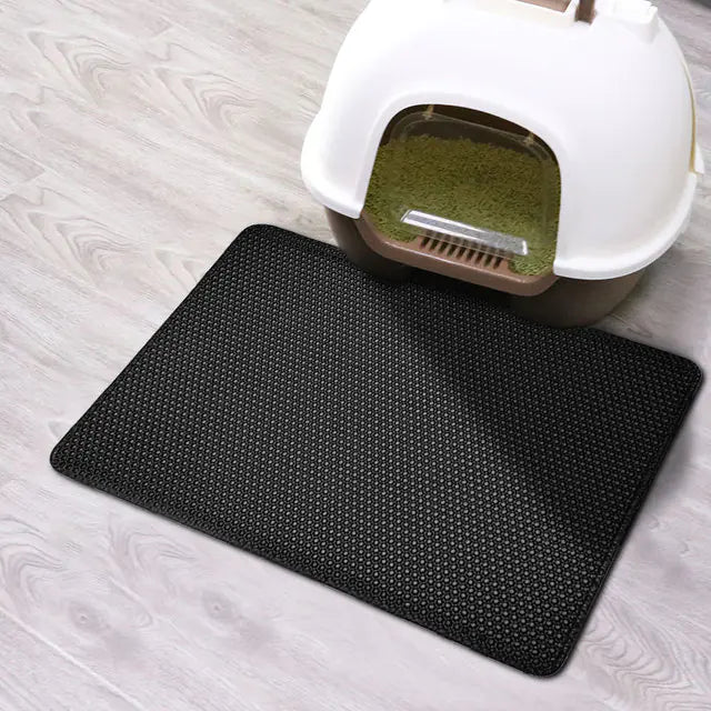 Double Layer Waterproof Cat Litter Mat Black 40X50CM