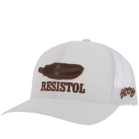"Resistol" Hat White w/Leather Feather Logo
