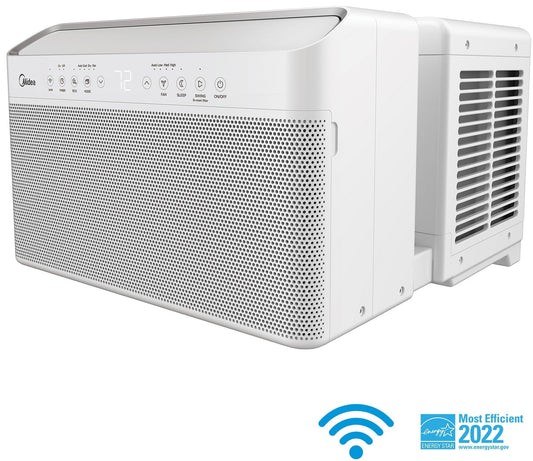 Restored Midea 12.000 BTU Smart Inverter U-Shaped Window Air Conditioner. 35% Energy Savings. Extreme Quiet. MAW12V1QWT