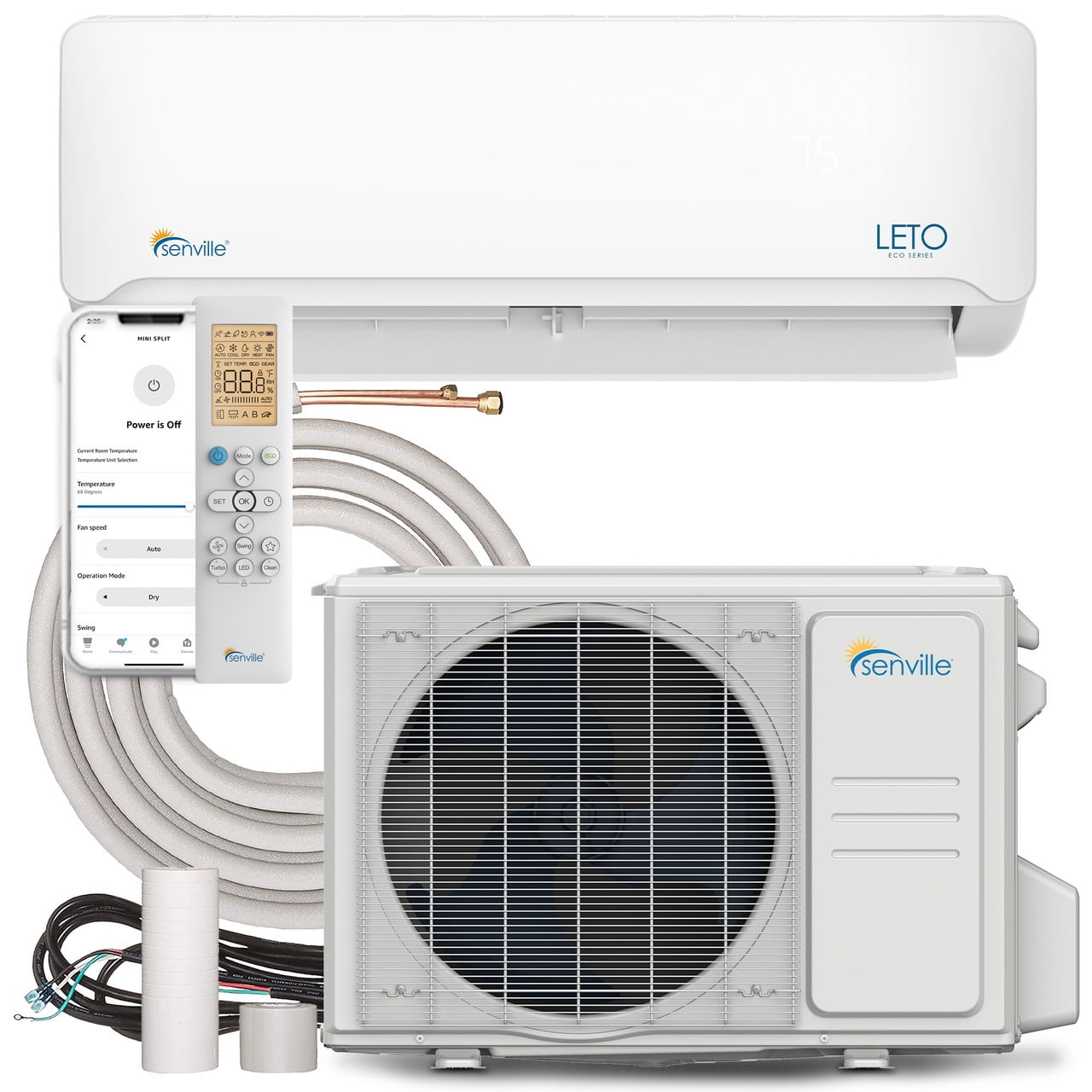 Senville 18000 BTU Mini Split Air Conditioner Heat Pump. LETO Series. 208/230V. Works with Alexa. White
