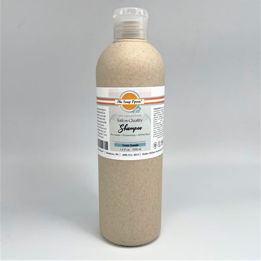 the soap opera spa collection line salon quality shampoo cleansing moisturizing hydrating custom scentable unscented 16.9oz in biodegradable bottle